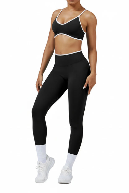 Women’s Color Block Yoga Set – Sports Bra & High-Waisted Shorts