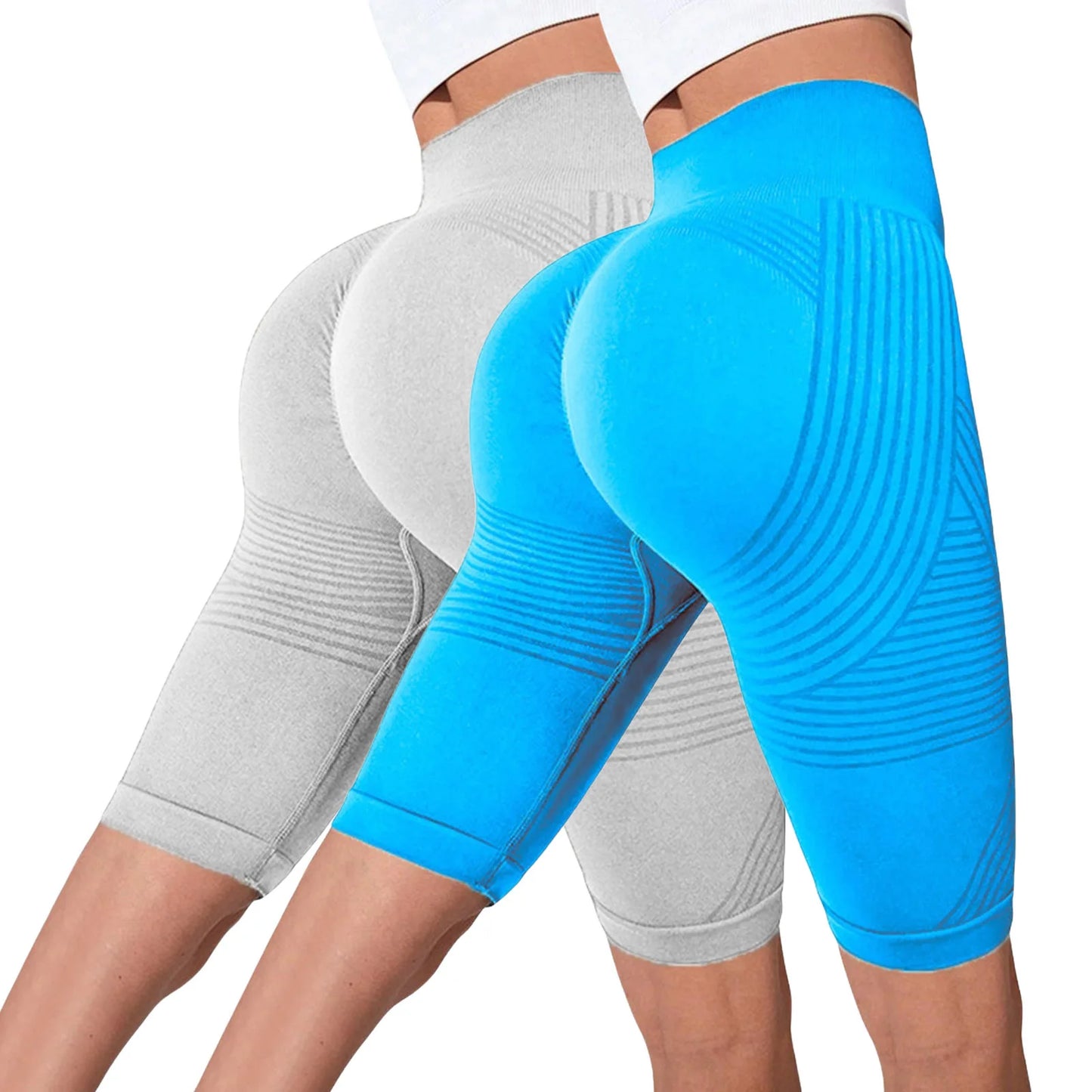 2-Pack Women's High-Waisted Seamless Workout Shorts – Tummy Support Yoga & Fitness Shorts