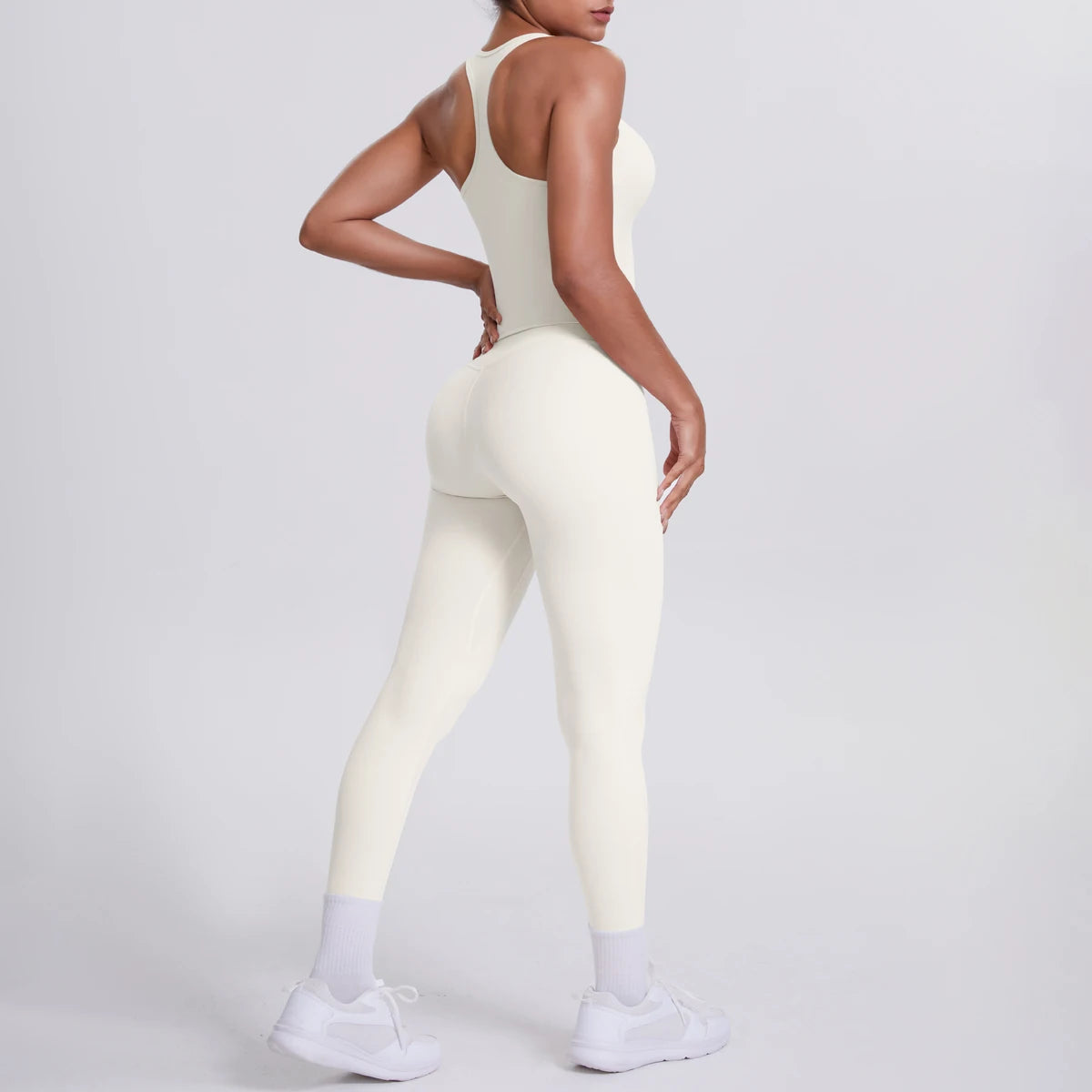 Women's Tummy Control Workout Set – Crossover Back Sports Bra & Leggings
