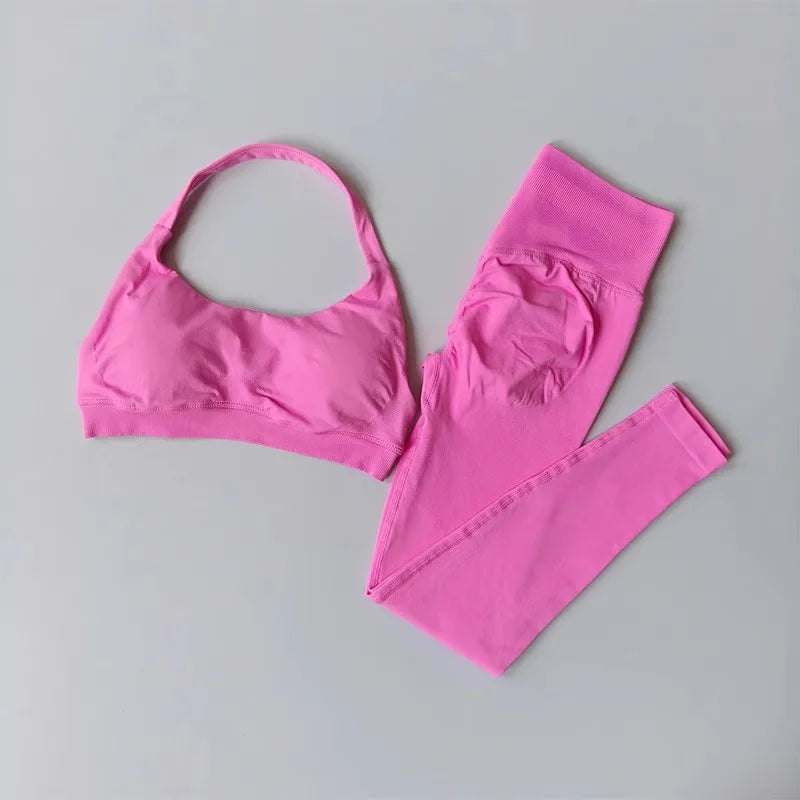 Seamless Halter Top High-Waisted Yoga & Fitness Set