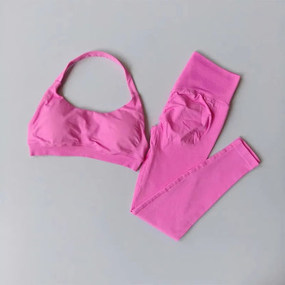 Seamless Halter Top High-Waisted Yoga & Fitness Set