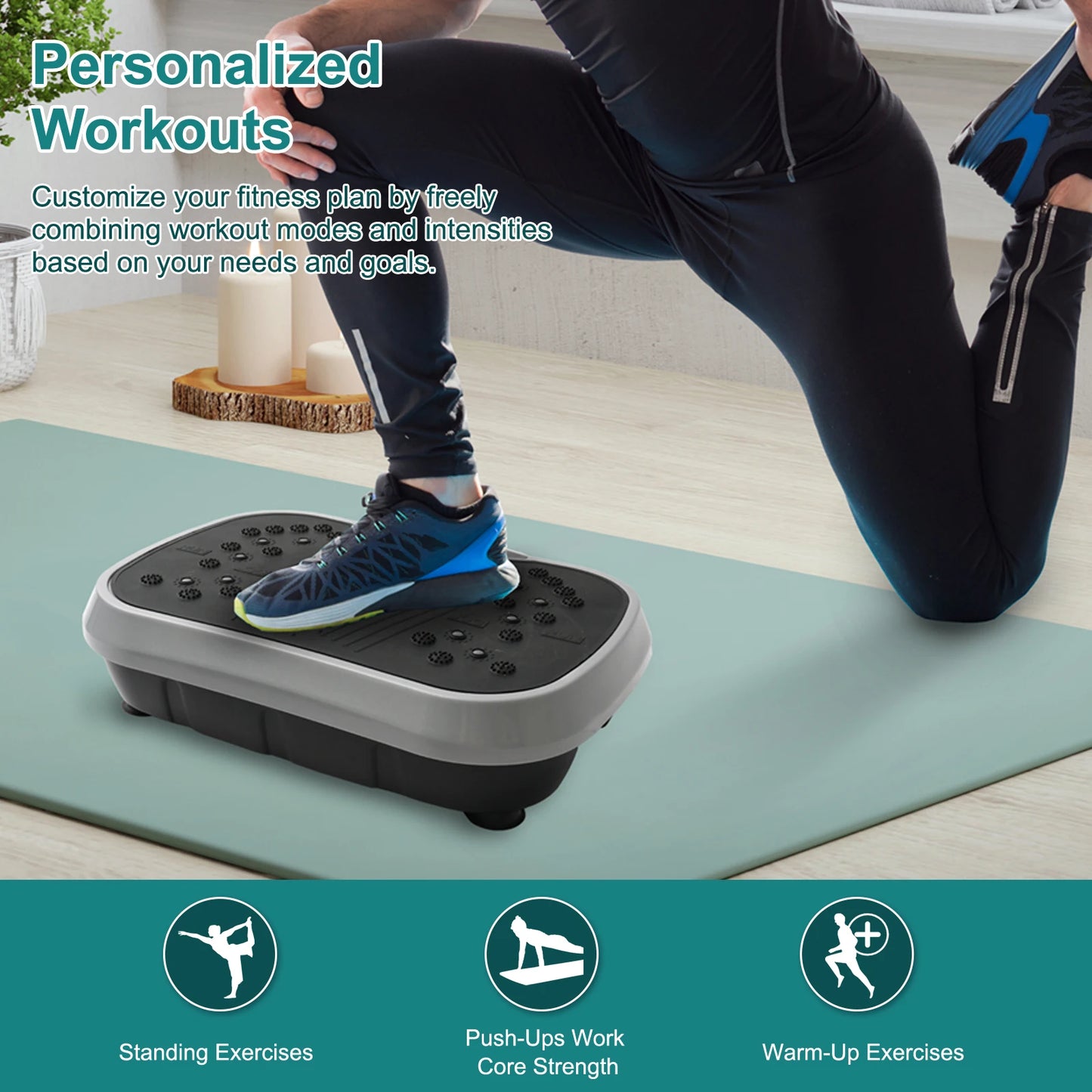 Portable Vibration Plate with Resistance Bands