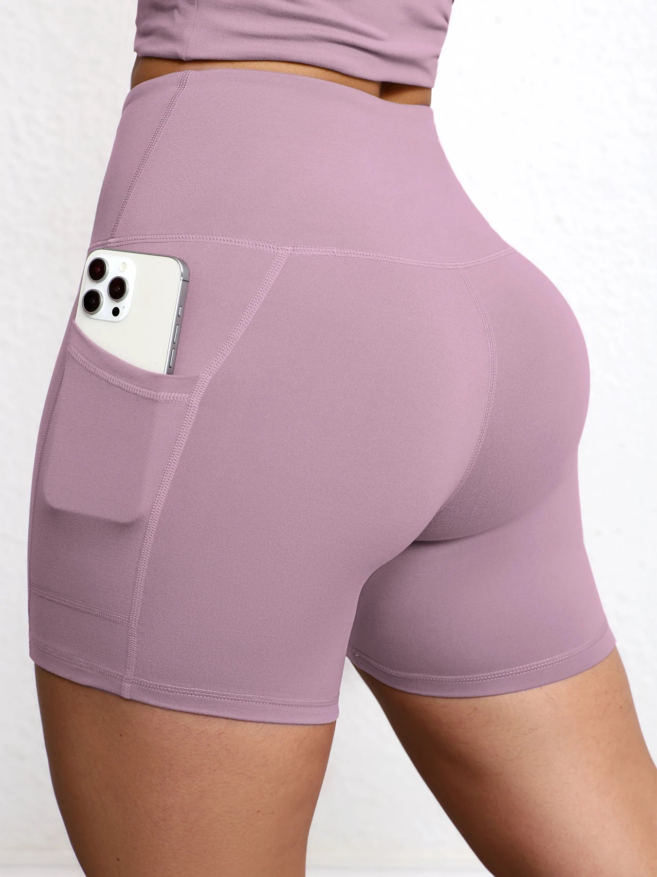 High-Waist Butt-Lifting Yoga Shorts with Pockets