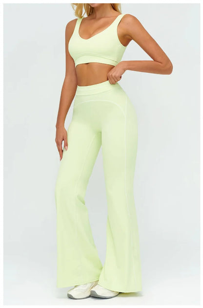 Contrast Trim Yoga Set – Sports Bra & High-Waist Leggings