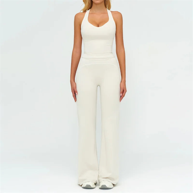 Contrast Trim Yoga Set – Sports Bra & High-Waist Leggings
