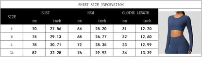 Women's 2-Piece Long Sleeve Yoga Set – High-Waisted Leggings & Crop Top Workout Outfit