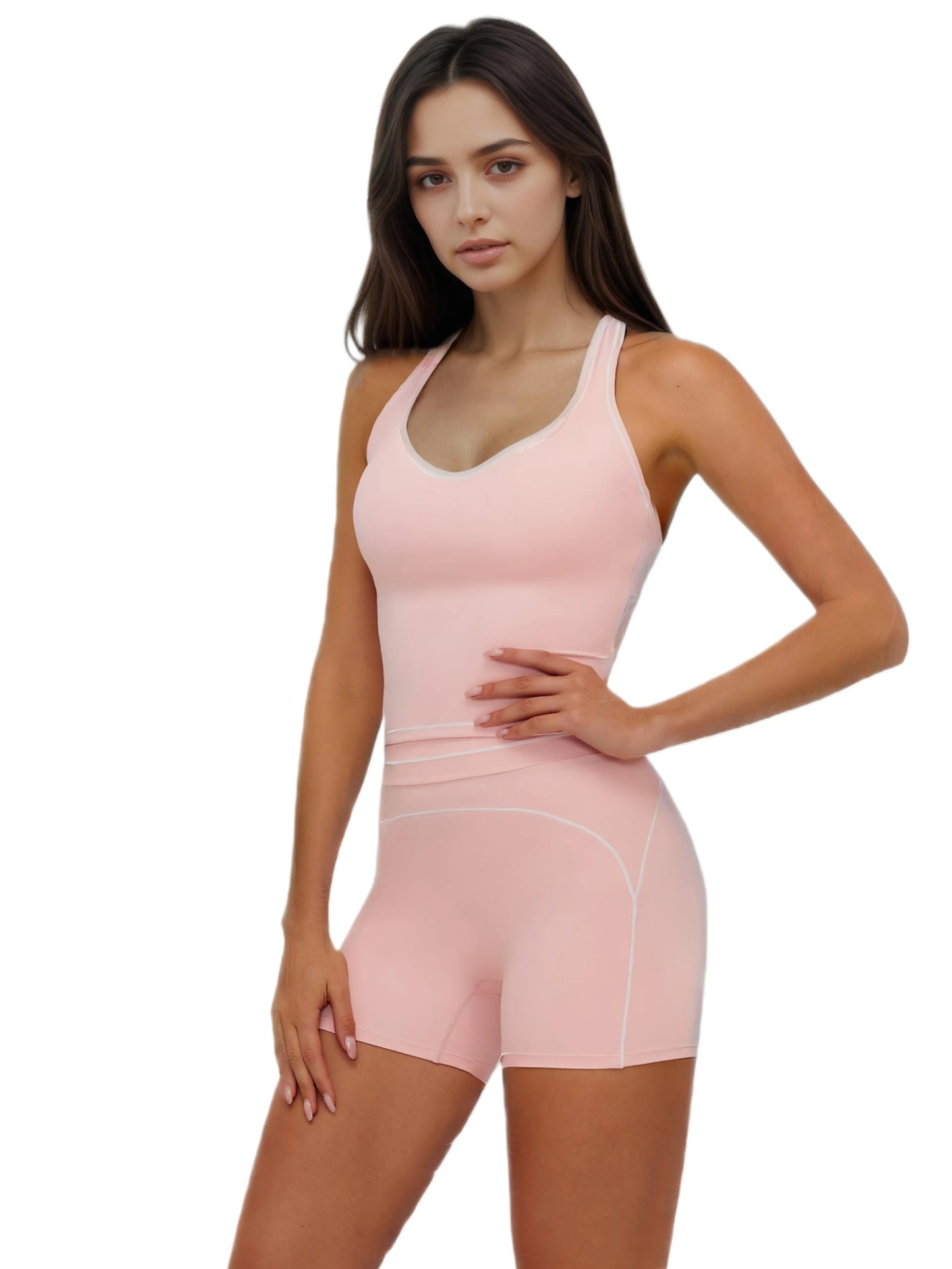 Women's Yoga Set – Racerback Tank & High-Waisted Workout Shorts
