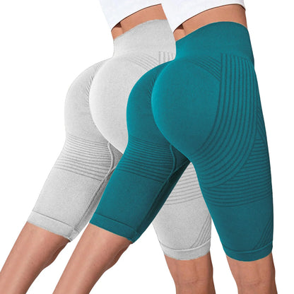 2-Pack Women's High-Waisted Seamless Workout Shorts – Tummy Support Yoga & Fitness Shorts