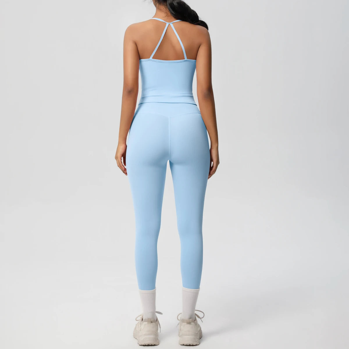 Women's 2-Piece Fitness Set – Halter Top & Tummy Control Bottoms