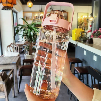 Motivational Water Bottle with Straw & Time Marker