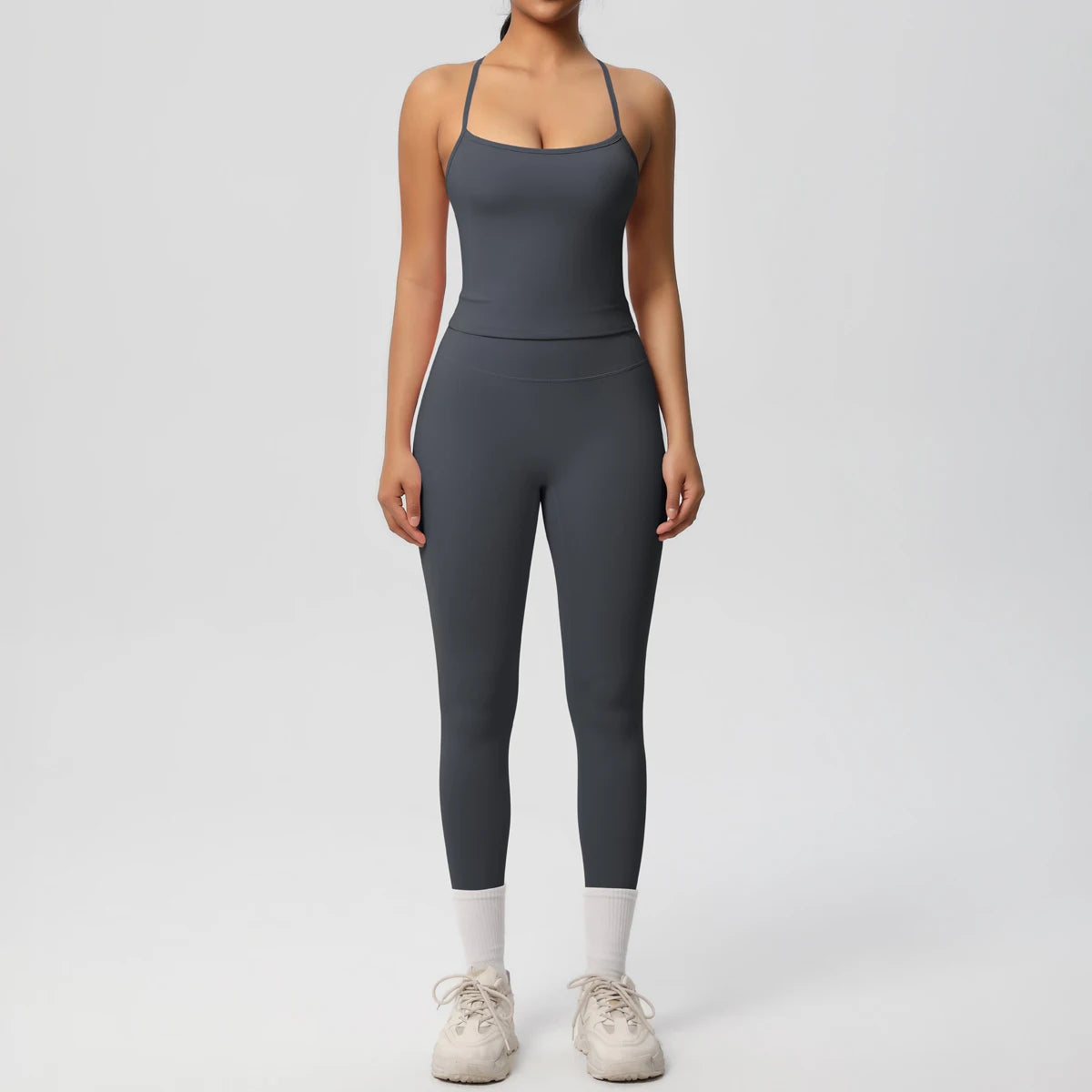 Women's 2-Piece Fitness Set – Halter Top & Tummy Control Bottoms