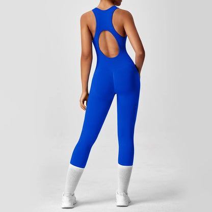 Seamless Peach Lift V-Back Yoga Jumpsuit – Tummy Control & Booty Sculpting Fit