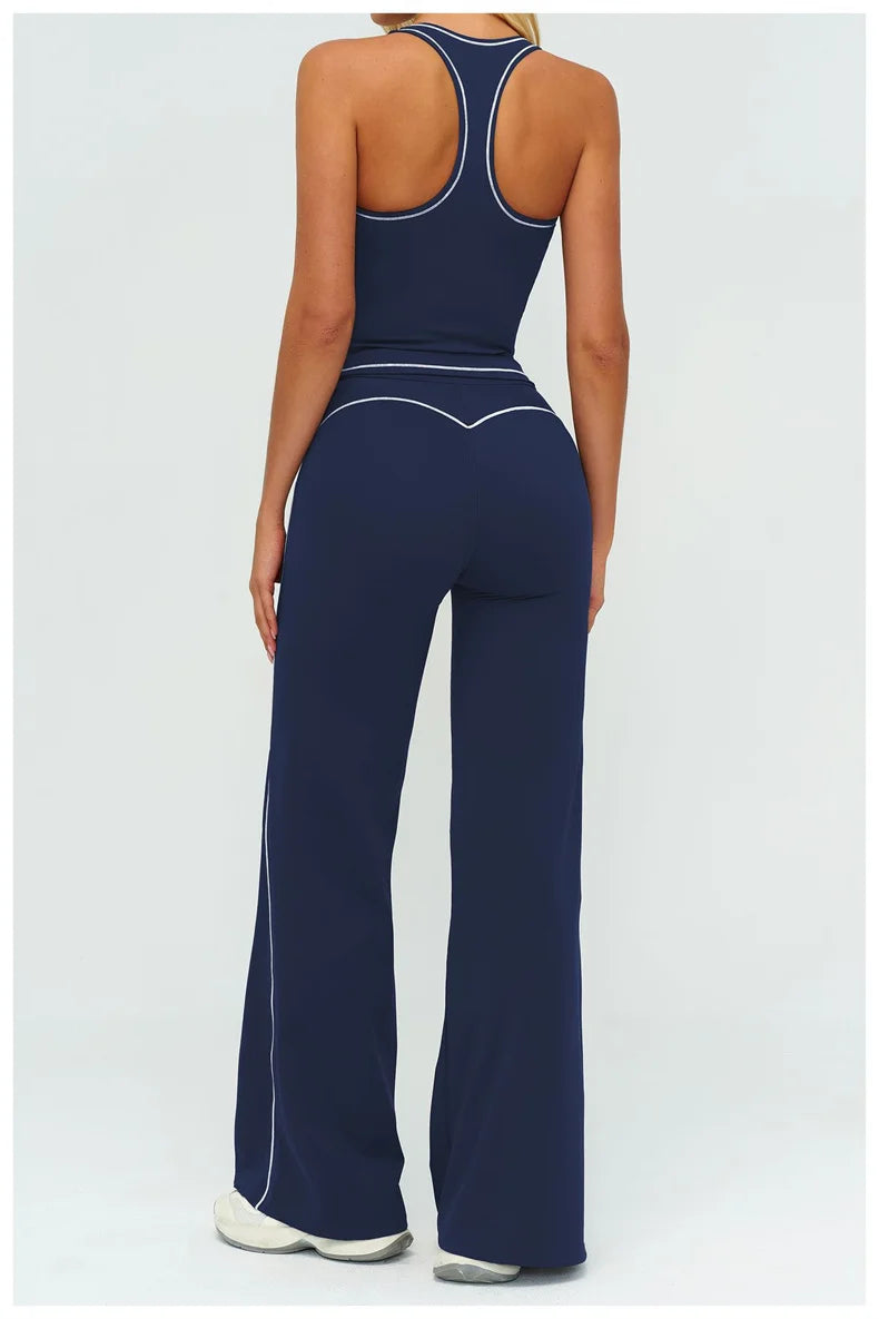 Contrast Trim Yoga Set – Sports Bra & High-Waist Leggings