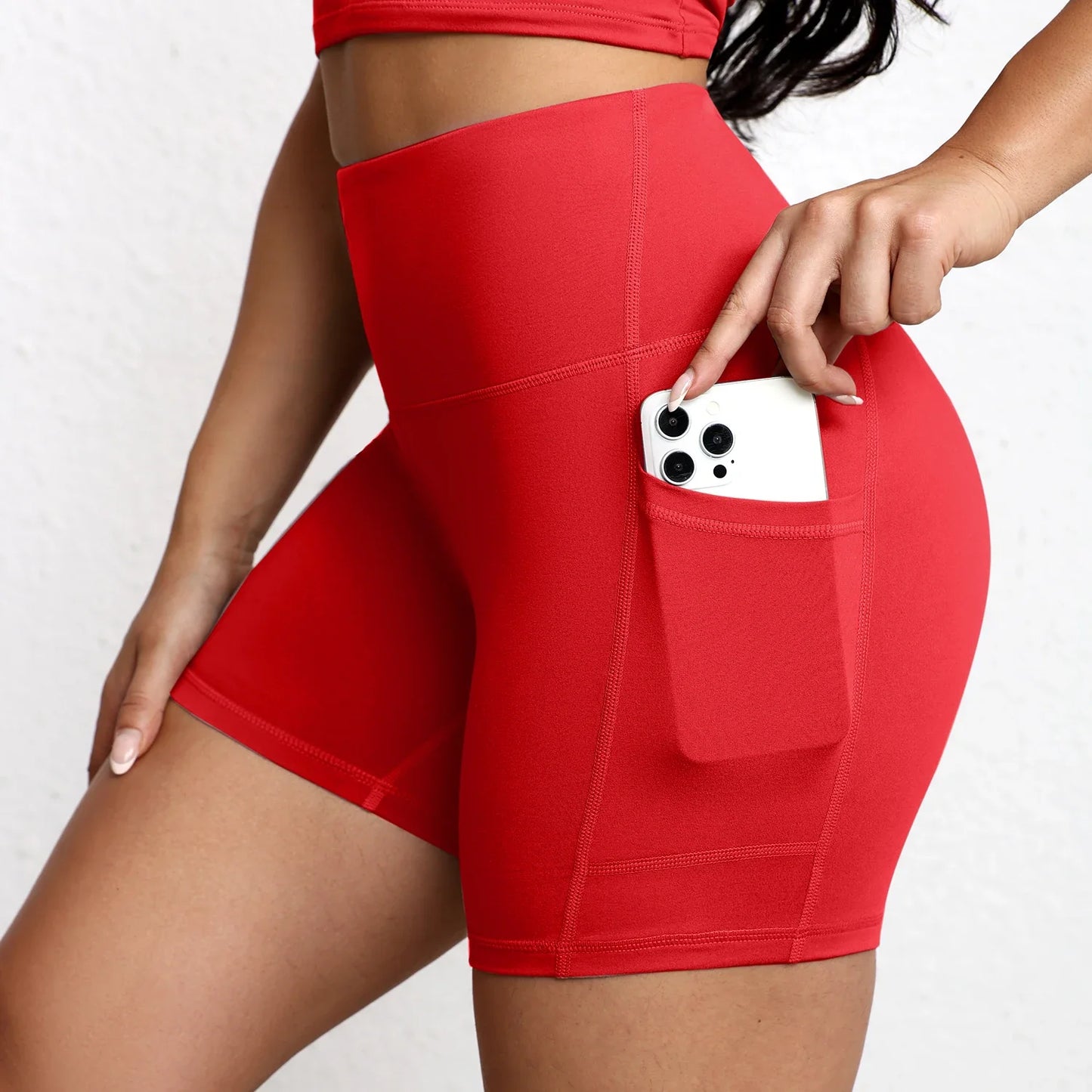 High-Waist Butt-Lifting Yoga Shorts with Pockets