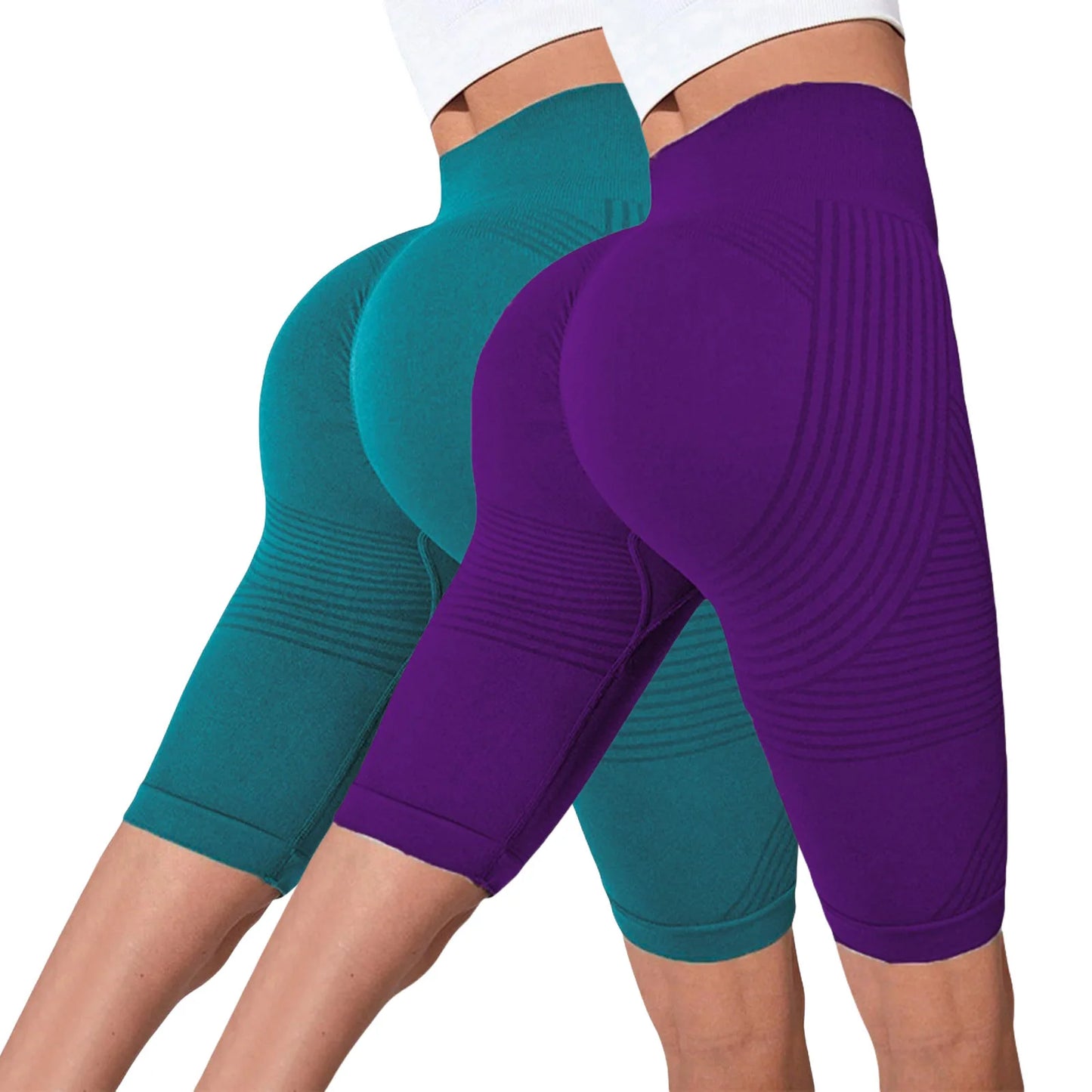 2-Pack Women's High-Waisted Seamless Workout Shorts – Tummy Support Yoga & Fitness Shorts