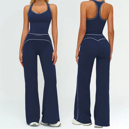 Contrast Trim Yoga Set – Sports Bra & High-Waist Leggings