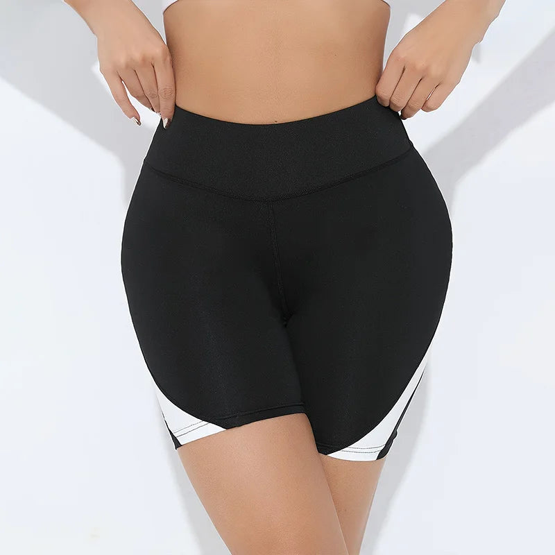 Colorblock High-Waist Workout Shorts