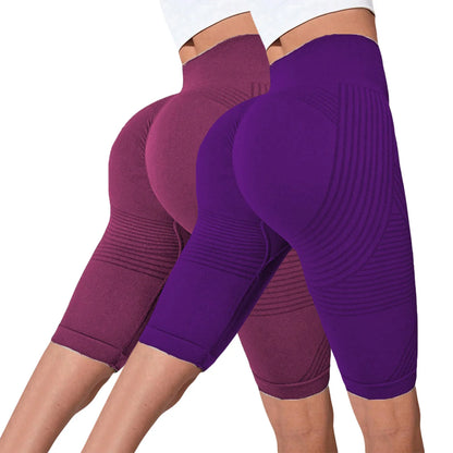 2-Pack Women's High-Waisted Seamless Workout Shorts – Tummy Support Yoga & Fitness Shorts