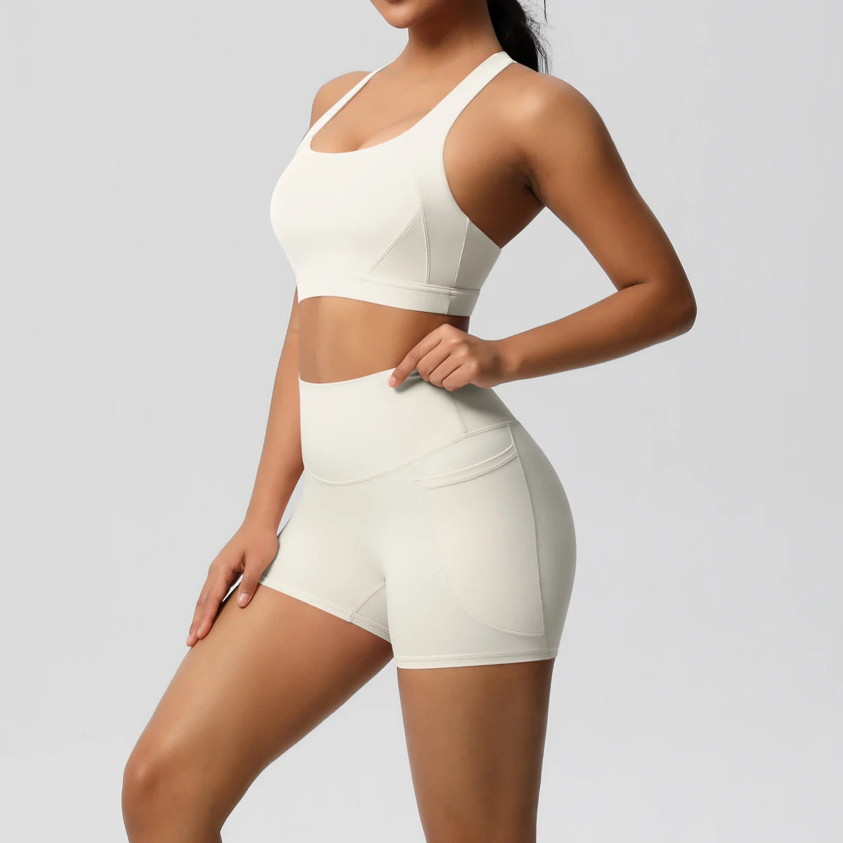 Crossover Sports Bra & Shorts Workout Set