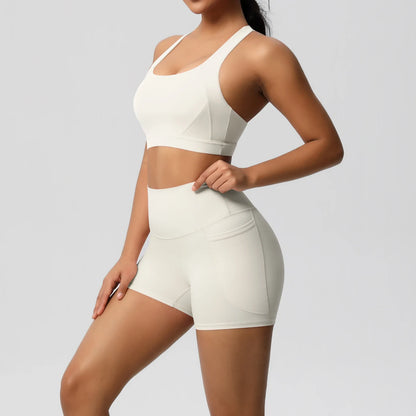 Crossover Sports Bra & Shorts Workout Set