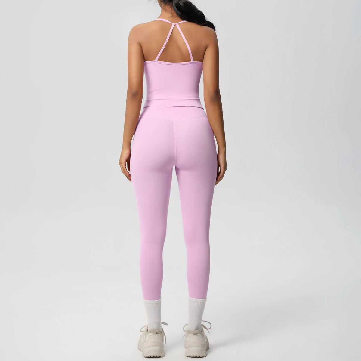 Women's 2-Piece Fitness Set – Halter Top & Tummy Control Bottoms