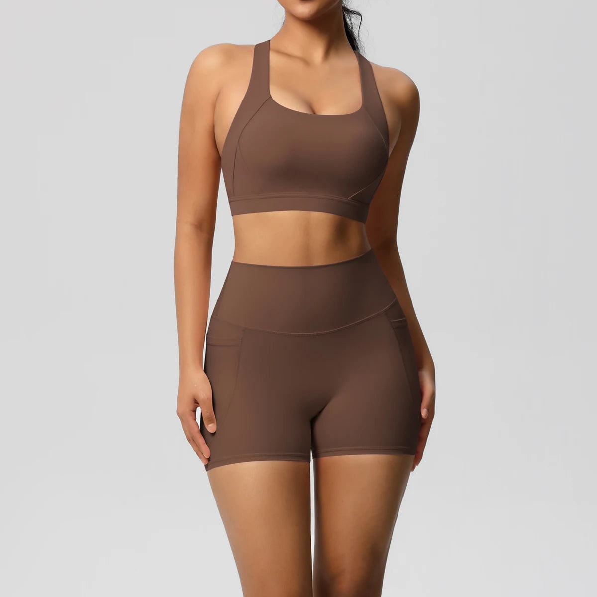 Crossover Sports Bra & Shorts Workout Set