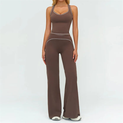 Contrast Trim Yoga Set – Sports Bra & High-Waist Leggings
