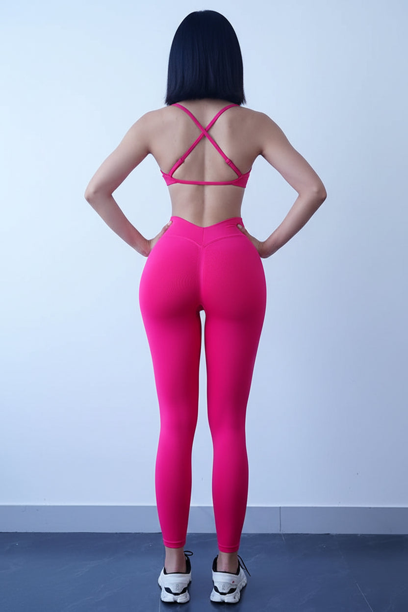 Seamless Push-Up Fitness Set – Sports Bra & Peach Lift Leggings