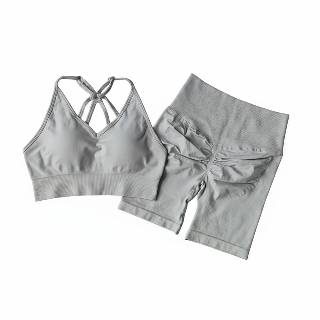 Light green sports bra and shorts set 