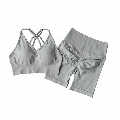 Light green sports bra and shorts set 