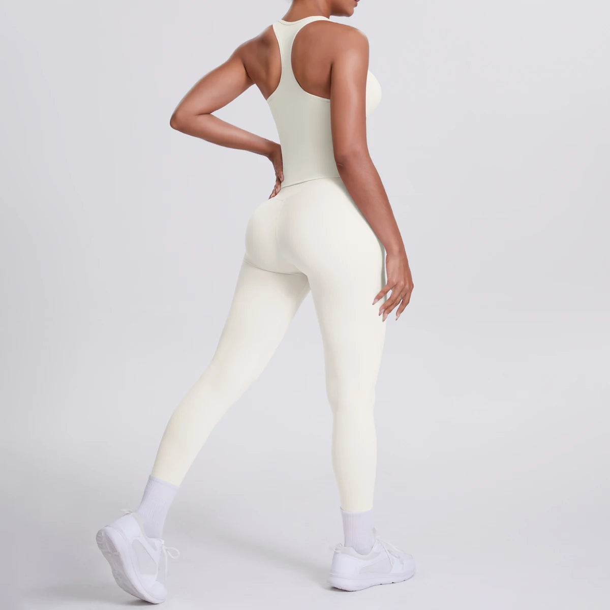 Women's Tummy Control Workout Set – Crossover Back Sports Bra & Leggings
