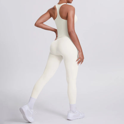 Women's Tummy Control Workout Set – Crossover Back Sports Bra & Leggings