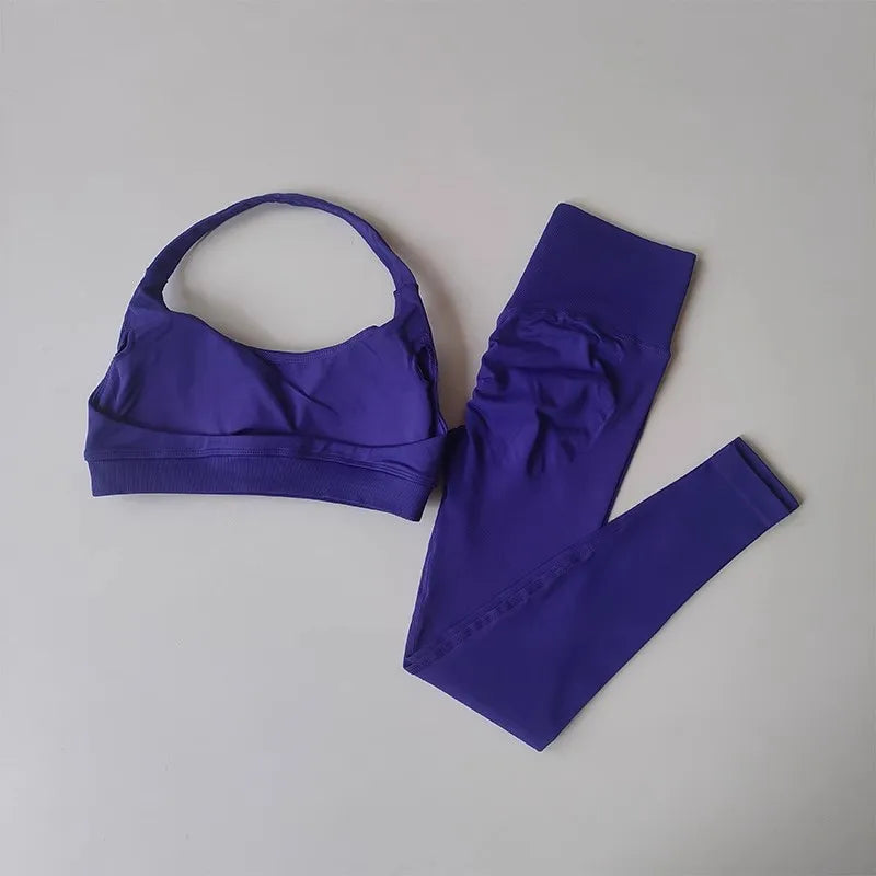 Seamless Halter Top High-Waisted Yoga & Fitness Set