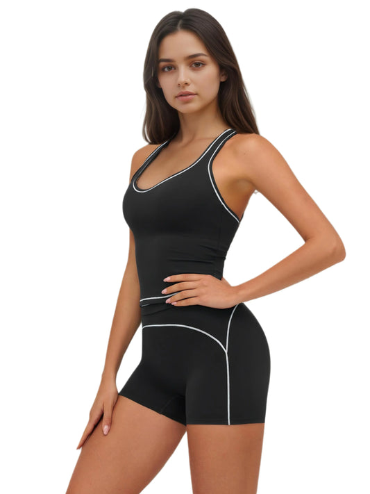 Women's Yoga Set – Racerback Tank & High-Waisted Workout Shorts