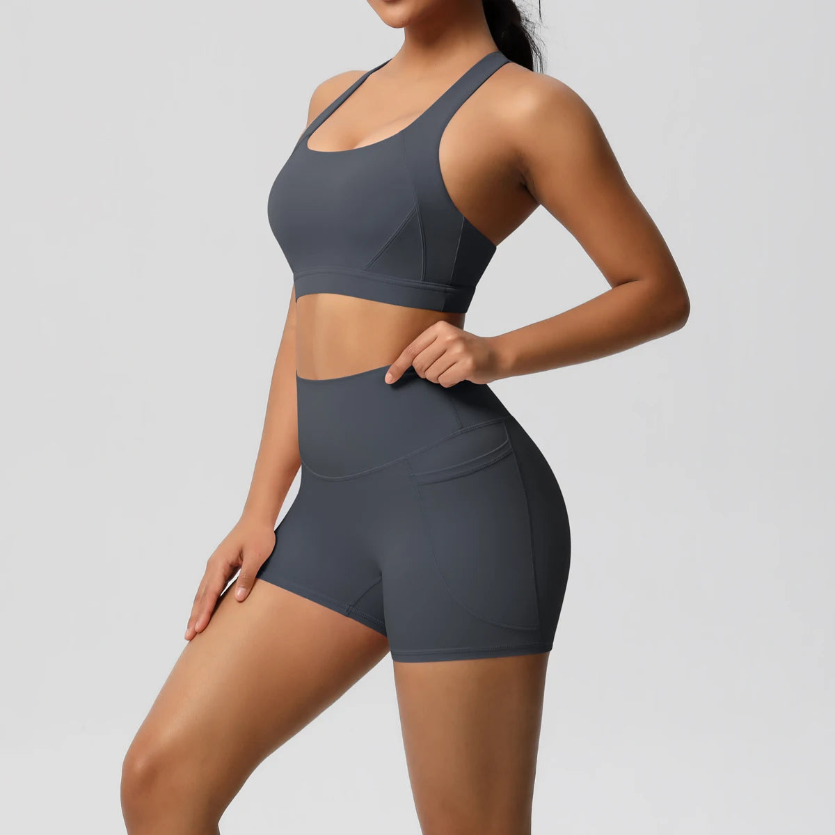Crossover Sports Bra & Shorts Workout Set