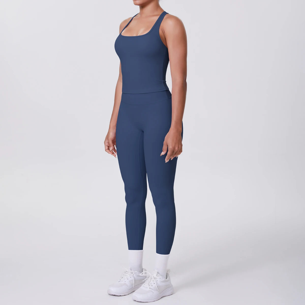 Women's Tummy Control Workout Set – Crossover Back Sports Bra & Leggings