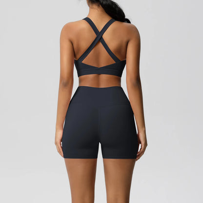 Crossover Sports Bra & Shorts Workout Set