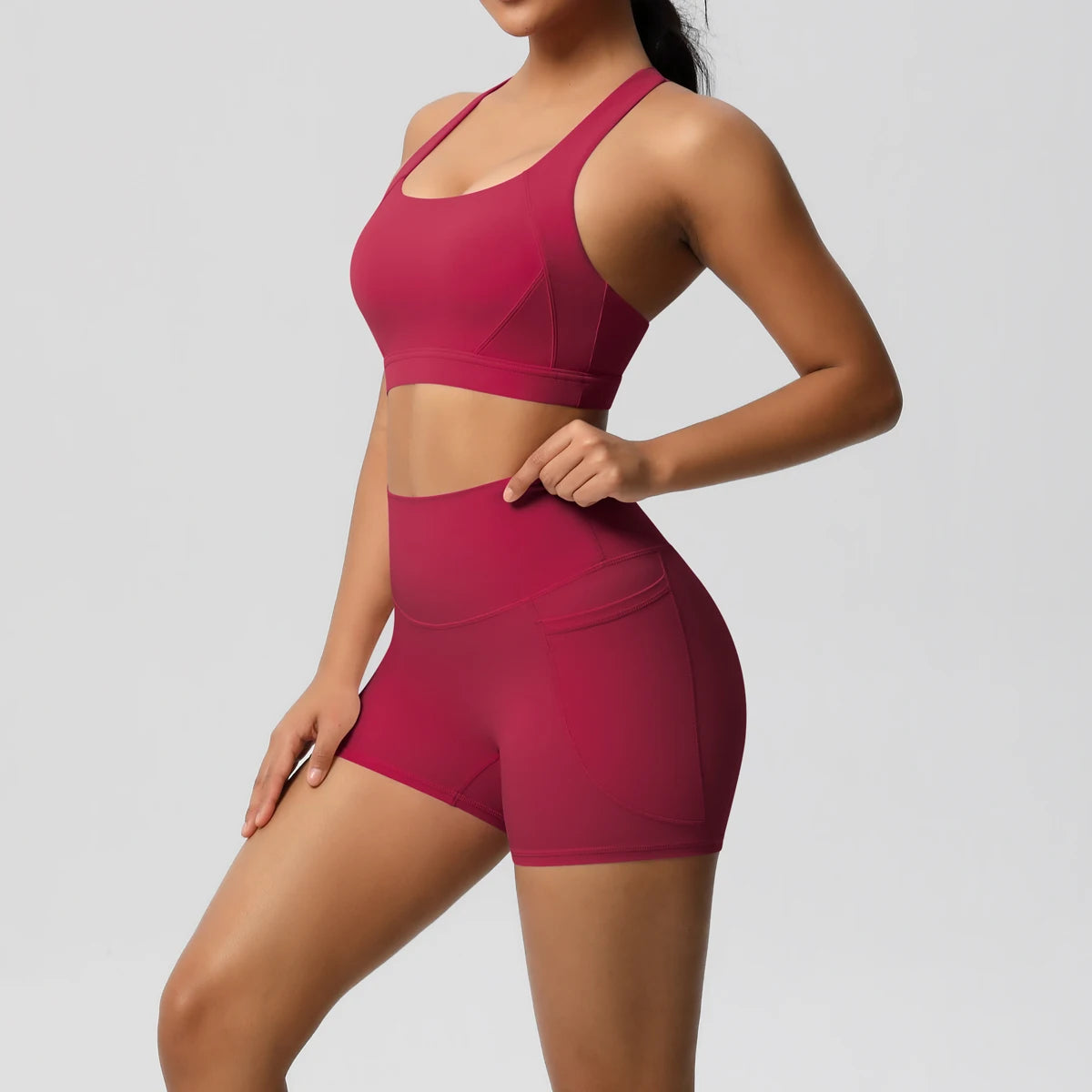 Crossover Sports Bra & Shorts Workout Set