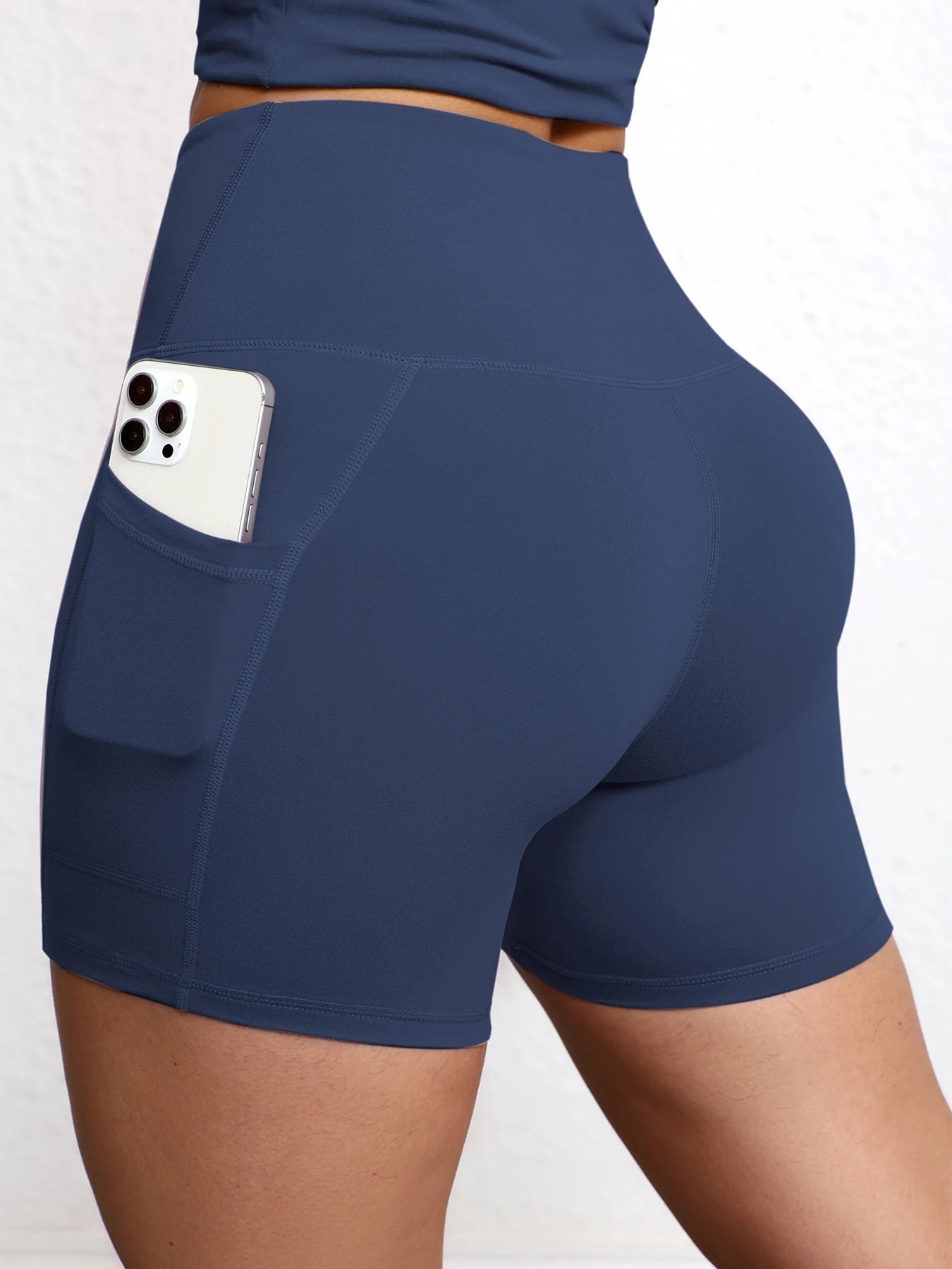 High-Waist Butt-Lifting Yoga Shorts with Pockets