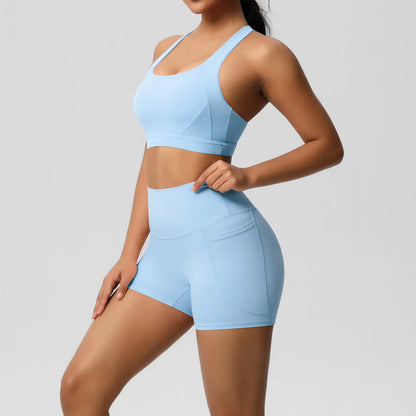 Crossover Sports Bra & Shorts Workout Set