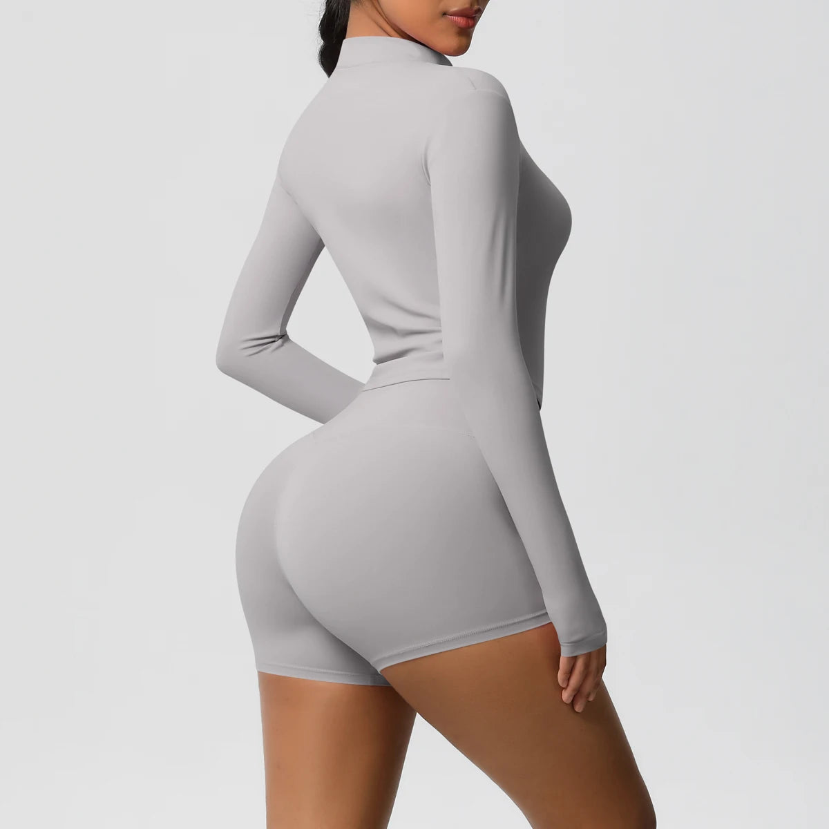 Women’s Zipper Jacket and Scrunch Shorts Workout Set
