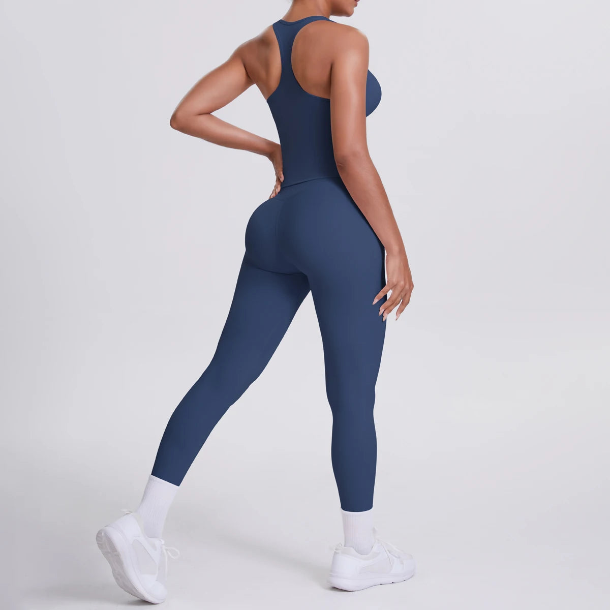 Women's Tummy Control Workout Set – Crossover Back Sports Bra & Leggings