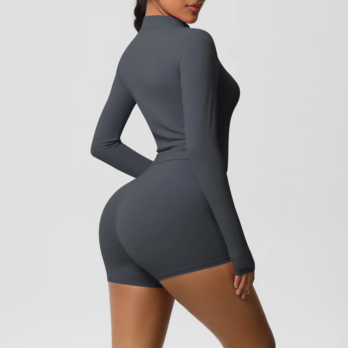 Women’s Zipper Jacket and Scrunch Shorts Workout Set