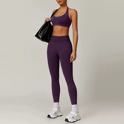 Seamless Halter Top High-Waisted Yoga & Fitness Set