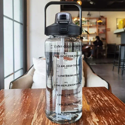 Motivational Water Bottle with Straw & Time Marker