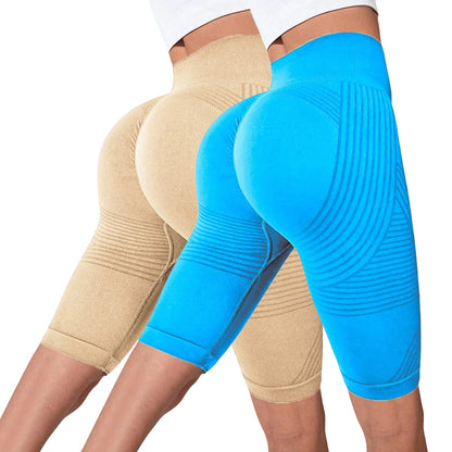 2-Pack Women's High-Waisted Seamless Workout Shorts – Tummy Support Yoga & Fitness Shorts
