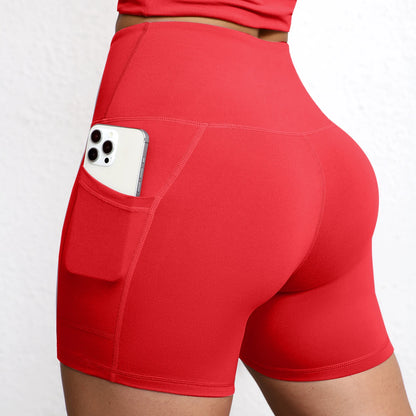 High-Waist Butt-Lifting Yoga Shorts with Pockets