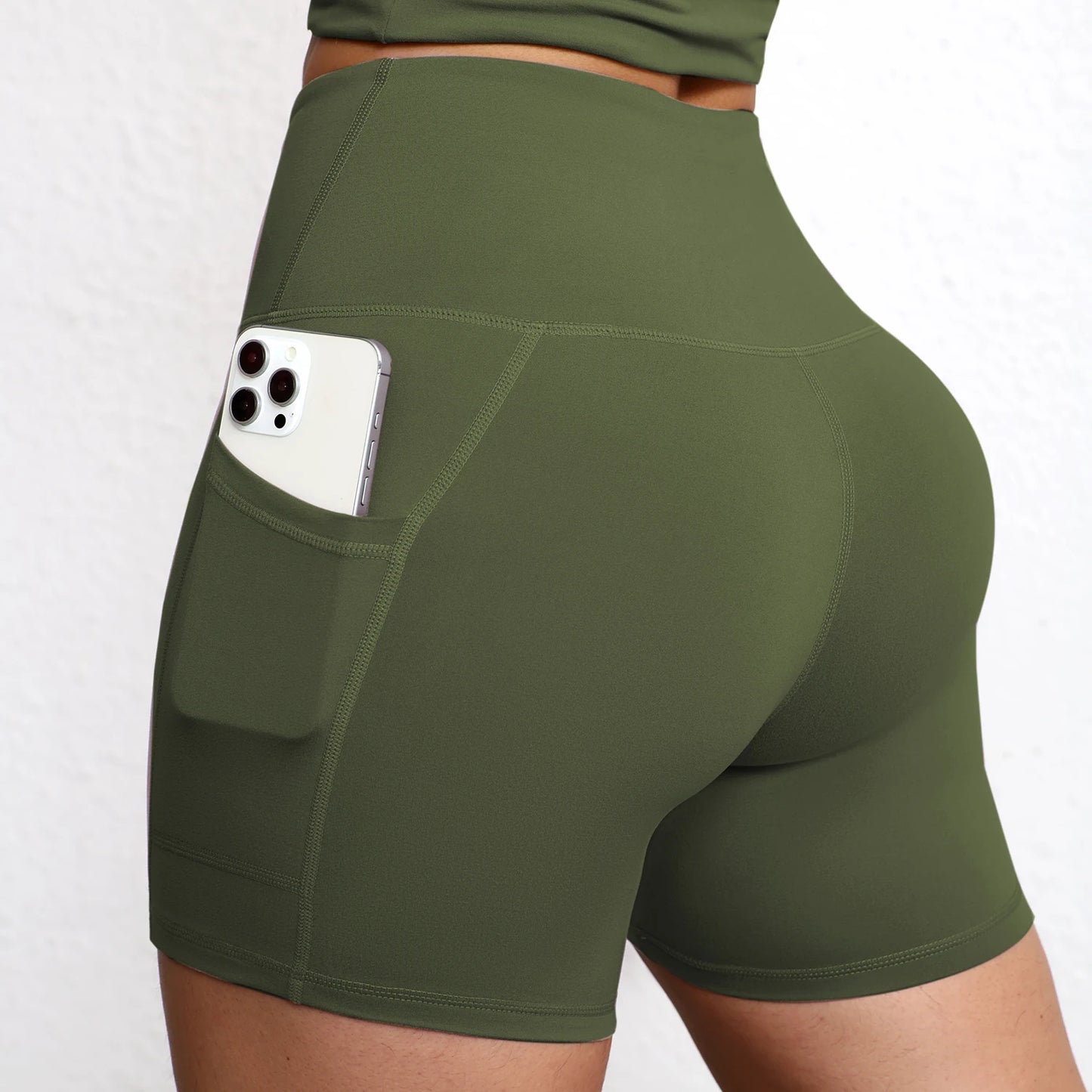 High-Waist Butt-Lifting Yoga Shorts with Pockets