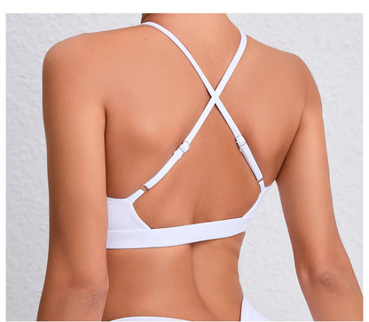 Women's Cross-Back Sports Bra – Padded Breathable Yoga & High-Support Workout Bra