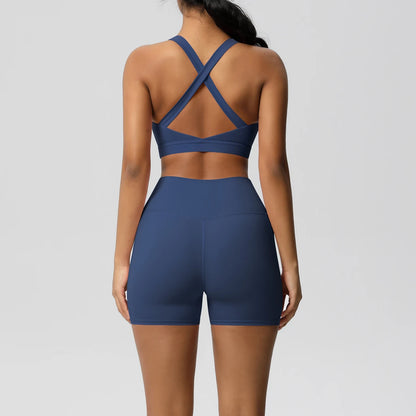 Crossover Sports Bra & Shorts Workout Set